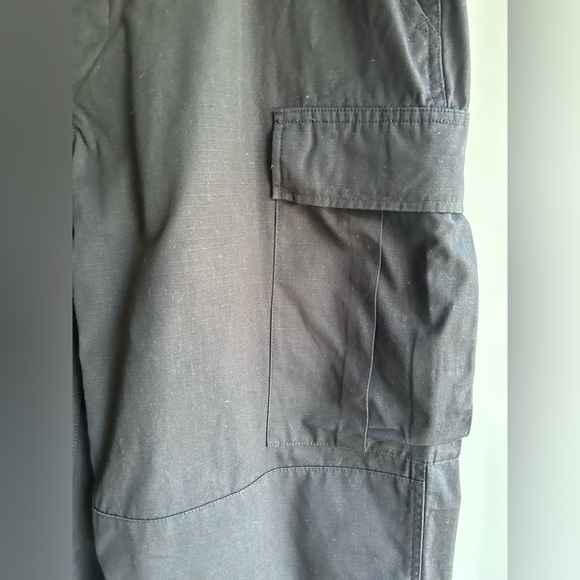 Black Tactical Cargo Pants Adjustable Waist Ripstop Utility Streetwear - Picture 6 of 16